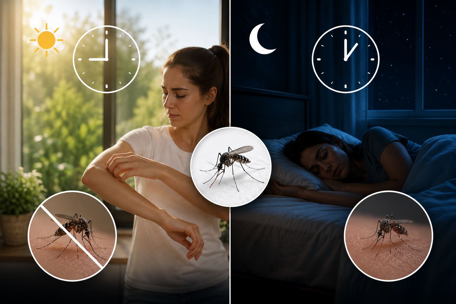 Los mosquitos pican más de noche