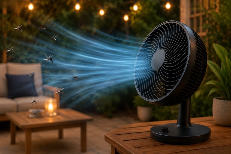 El ventilador ahuyenta los mosquitos
